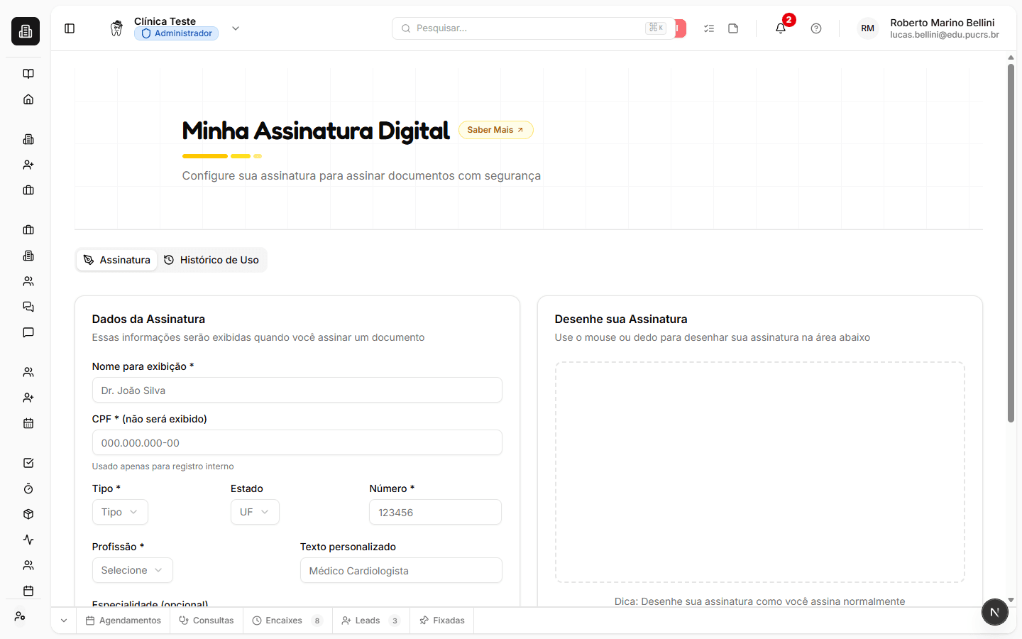 Página de Assinatura Digital do BlackOpero