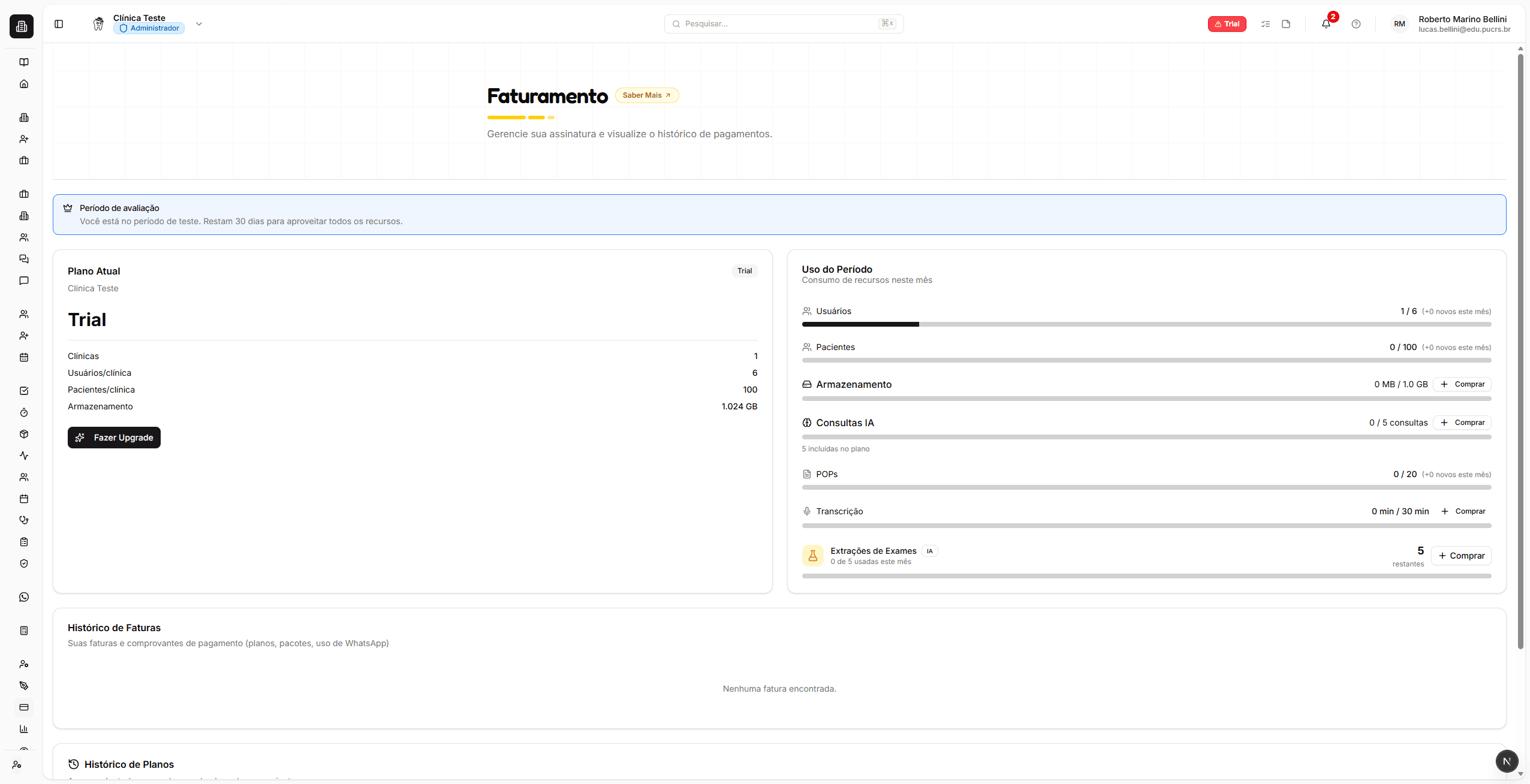 Página de faturamento do BlackOpero