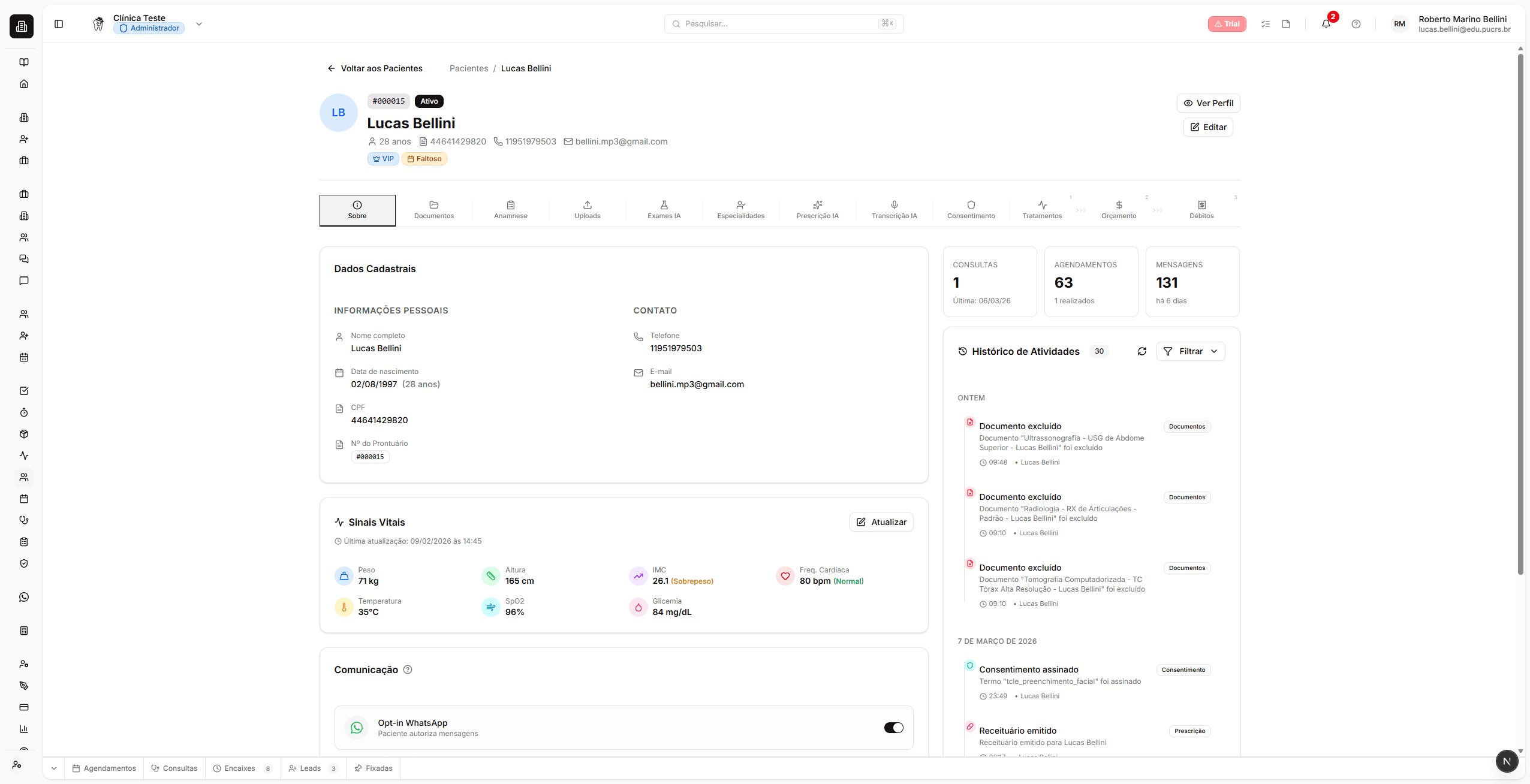 Aba Sobre da ficha médica