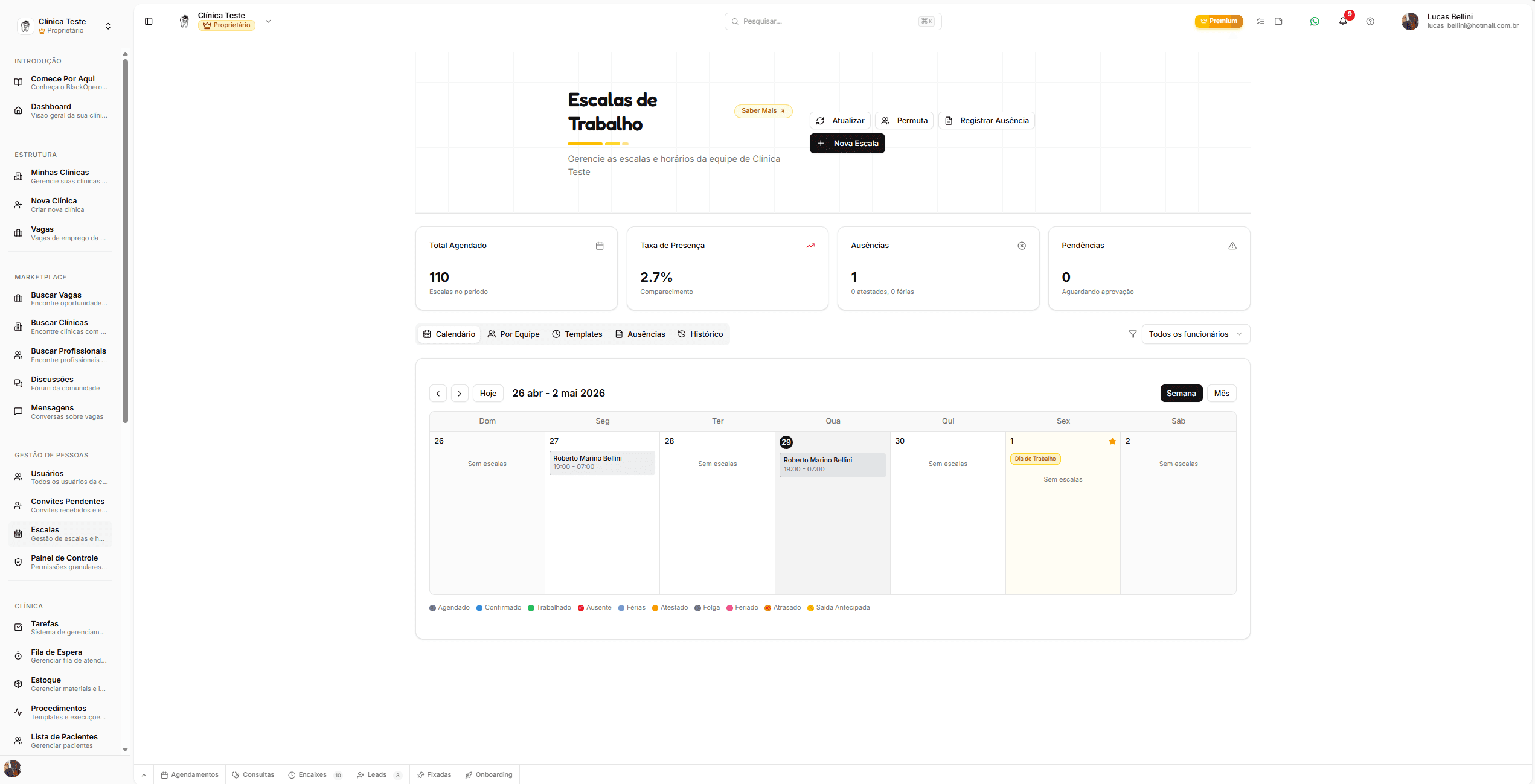 Escalas de trabalho
